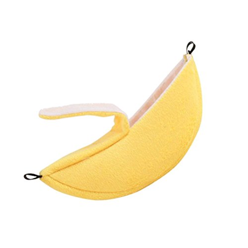 ISMARTEN Banana Bed House, Hammock for Small Animal, Warm Bed House, Cage Nest for Sugar Glider Hamster Small Bird Pet (Banana)