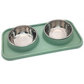BNOSDM Double Dog Food Bowls Stainless Steel Dog Food and Water Bowls with Non-Spill Plastic Mat Pet Cat Feeder Bowl Set for Puppy Cats Kitten Small Medium Dogs Green - color: Green