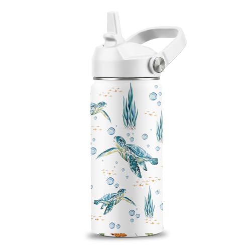 Turtle Gifts for Turtle Lovers, 16 oz Water Bottle with Straw Lid, Stainless Steel Insulated Sea Turtles Tumbler, Ocean Turtles Water Bottle for Turtle Lovers (1pcs) - color: Sea Turtle