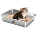 Stainless Steel Cat Litter Box,Metal Kitten Litter Pan, 4" Height Litter Box for Small Animals Cats Kitty,Rabbits Toilet Indoor Litter Tray, Easy Clean, Non Stick, No Smell - size: Small