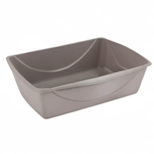 Petmate Open Cat Litter Box, Extra Large Nonstick Pan Durable Standard Litter Box, Mouse Grey Great for Small & Large Cats Easy to Clean, Made in USA | Made in USA, easy to clean standard tray for small and big felines, smooth surface releases clumps, sim