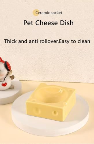 Ceramic Pet Hamster Food Water Bowl Cheese Shaped Hamster Food Bowl Easy to Clean Anti Flipping Small Animals Bowl for Dwarf Parrots Gerbil Chinchilla Hedgehog Rat