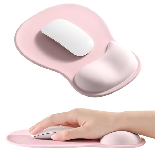 EooCoo Mouse Pad with Gel Wrist Rest, Ergonomic Mousepad Wrist Alignment | Middle Concave Design for Natural Wrist Alignment, Non-Slip Base Mousepad, Carpal Tunnel Relief, Office Desk Accessories - color: Gradient Pink