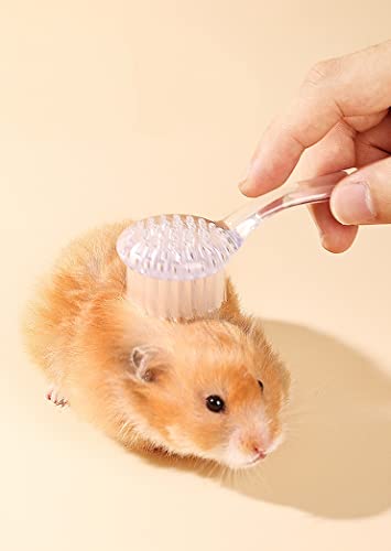 3 Pack Small Animal Grooming Brush - Hair Brush with Lid Soft Cleansing Bristles for Hamster Guinea Pig Rabbit Chinchilla Ferret Massage Combs Cleaning Supplies (3 Pack, White+Purple+Blue)