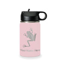 LaserGram Personalized 12oz Water Bottle, Tree Frog (Pink) | Engraved Gift, Vacuum Insulated Stainless Steel, Flip-Top Straw Lid, Laser Engraved With Your Name - color: Pink, size: 12 Ounces