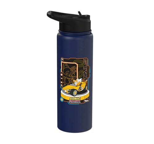 Sonic Racing CrossWorlds - Tails Stainless Steel Insulated Water Bottle - color: Navy Blue