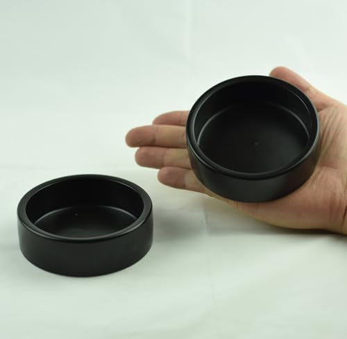 OMEM 2 Pack Black Ceramic Reptile Food and Water Dish Anti Escape Bowl for Bearded Dragons, Lizards, Geckos and Leopards (Large) - size: Large