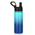 Volhoply 18oz Kids Insulated Water Bottle,Stainless Steel Water Bottles with Straw Lid,Wide Mouth Reusable Metal Water Bottle,Double Wall Vacuum Sports Flask For Cold Drink(Green Blue,1 Set) - color: Green Blue