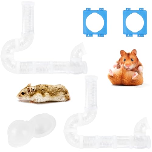 DIY Hamster Tunnel Adventure External Pipe, Transparent Connection Track Rat Toy Hamster Cage Accessories for Small Animals Sports Expand Space (White) - color: White