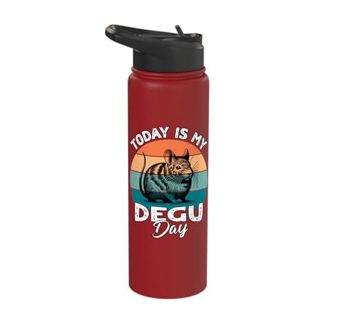 Funny Degu Stainless Steel Insulated Water Bottle - color: Red