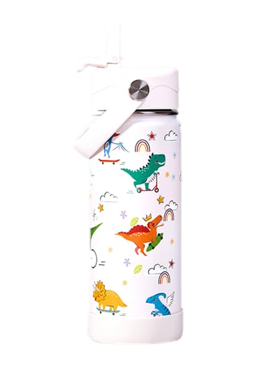 Kids Insulated Water Bottle - Bulk Stainless Steel Water Bottles for School Travel Leak Proof Vacuum Metal (Dinosaur, 18 Ounces) - color: Dinosaur