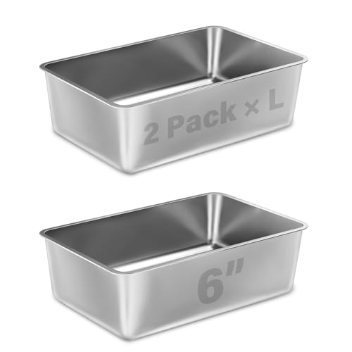 Stainless Steel Litter Box 2 Pack, 18"x14"x6"(Height) Medium to Large Cat Litter Box Easy Clean, Non Stick Metal Litters Boxes No Smell for Full-Grown Cats or Kitty/Kitten | Metal Cat Litters Box Easy Clean Indoor No Smell for Full-Grown Cats or Kitty/Kit