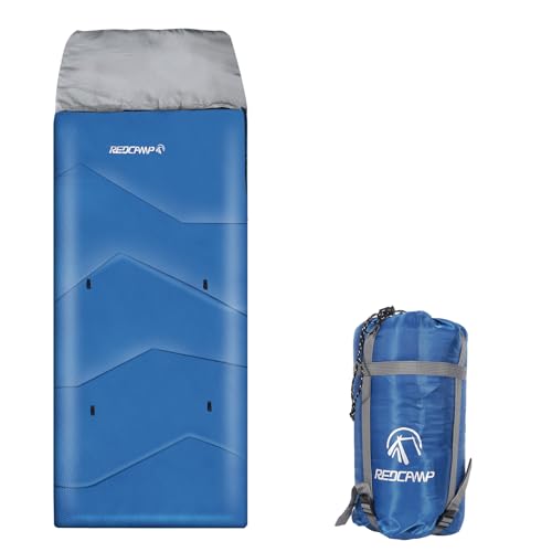 REDCAMP Kids Mummy Sleeping Bag for Camping, 3 Season Cold Weather Sleeping Bag Fit Boys,Girls & Teens, Blue/Rose Red - color: Blue with 3 Adjustable Length