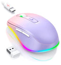 PEIOUS Wireless Mouse Jiggler - Keep Computers Awake, Purple to Pink | Rechargeable LED Mouse, Silent Clicks, Adjustable DPI and Random Movement Keep Computers Awake for Laptop/PC/Mac - color: Purple to Pink