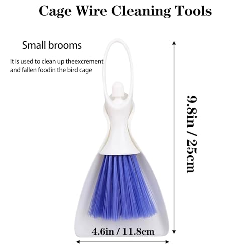 5 Pcs Set Bird Cage Cleaner Bird Cage Cleaner Brush with Stainless Steel Scraper, Long Handle Pet Cage Cleaning Tool for Parakeet Parrot Cage, Poop Remover Brush for Small Animal Cages Accessories