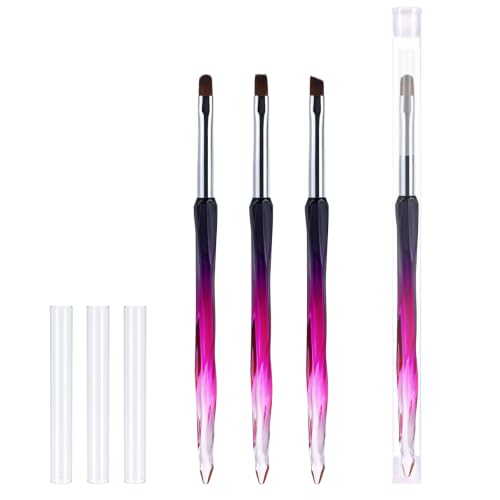3Pcs Nail Art Clean Up Brushes Nail Brushes Cleaning Polish Mistakes | Cleaning Polish Mistakes on the Cuticles, Acetone Resistant Nail Brush, Fingernail Cleaning Brushes for Nail Art and Designs - color: Pink Black-3Pcs