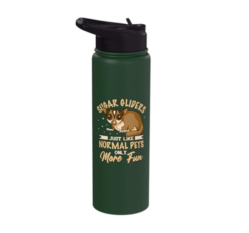 Australia Marsupial Wildlife Animal Lover Sugar Glider Stainless Steel Insulated Water Bottle - color: Dark Green