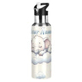 Custom Elephants Animal Forest Water Bottle Kids Stainless Steel Bottle with Straw Lid Personalized Name Boys Girls Insulated Cup for School 20 oz - color: Multi100