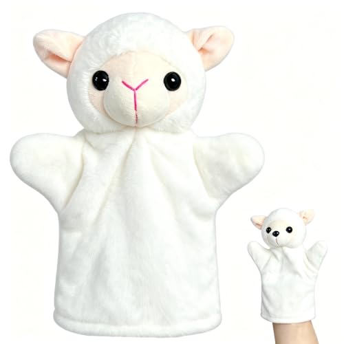 Cute Sheep Hand Puppets (1 Pack) for Kids, Toddlers and Adults, Farm Animals Plush Toys, Sheep Stuffed Animals Interactive Toys, Hand Puppet for Party Favors, Birthday, Teacher Student Award - style: Sheep