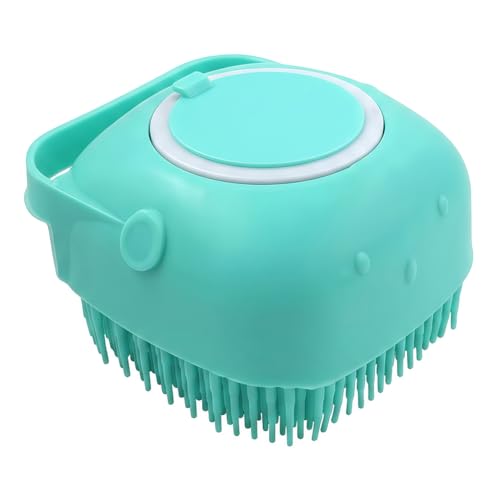 Pet Bath Brush, Silicone Massage Bristle Pet Shower Scrubber for Grooming & Massaging – Suitable for Long & Short Haired Dogs, Cats, and Small Pets/Blue - color: blue