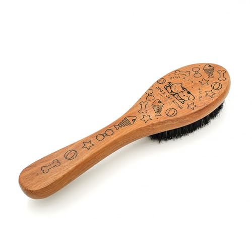 Soft Cat and Dog Grooming Brush for Small & Large Pets | Soft Boar Bristles, Wood Handle, Small Size, Gentle Grooming for Long & Short Hair