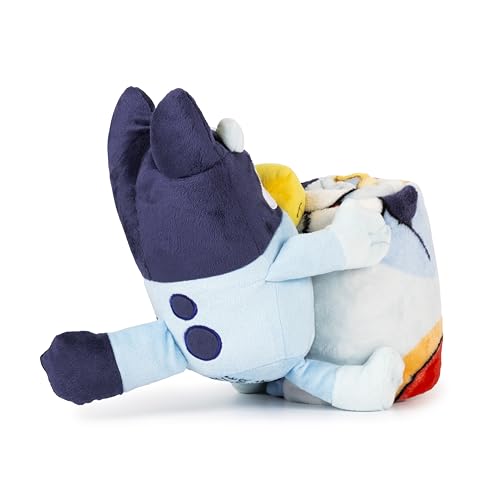 Jay Franco Kids Christmas Hugger Set – 12" Plush Pillow Buddy & 46" x 60" Fleece Throw Blanket, Ultra-Soft Bedding & Travel Set, Holiday Bedroom & Couch Décor, Blue - Bluey - color: Blue - Bluey