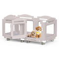 Acrylic Dog Playpen, Indoor Whelping Box with Pet Stroller, Puppy Playpen for Small Medium Pets, Cat Rabbit & Puppies, 6-Panel with Bottom Panel, 8 Wheels, Safe, Sturdy, Apricot Gray - color: Apricot Gray