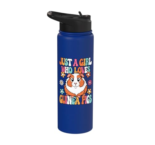 Just A Girl Who Loves Guinea Pigs Cute Groovy Girls Kids Stainless Steel Insulated Water Bottle - color: Royal Blue
