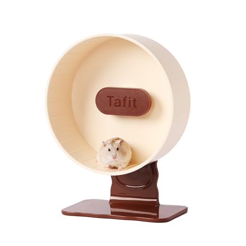 Silent Hamster Wheel 8.7 Inch Dual-Bearings Small Animals Quiet Running Exercise Wheels, Height Adjustable for Dwarf Hamsters, Gerbils, Mice, Hedgehog, Lemmings, or Other Small Pets,Mousse White - color: Mousse White, size: 8.7inch