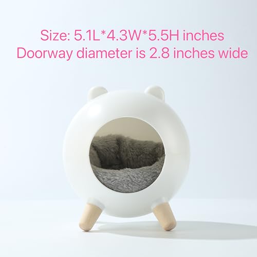 TUTU&LELE Hamster Hideout Space Elf Nest, Tiny House Bed with Round Plush Pad for Hamsters, Mice, Gerbils to Sleep & Play (White) - color: White