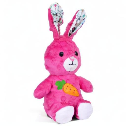 DODODOLA Stuffed Dog Toys Durable Plush Dog Toy with Crinkle Paper Cute Elephant Squeaky Dog Toys Dog Chew Toys for Medium Large Breed (Pink Rabbit) - color: Pink Rabbit