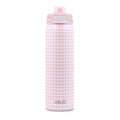 Ello Pop & Fill Insulated Stainless Steel Water Bottle with Quick Fill Lid, Leakproof Locking, Sip or Chug Spout, BPA-Free, Double Wall Vacuum Insulated for Sports, Travel & School- 22oz / 32oz / 40oz - color: Pink Gingham, style: 22oz