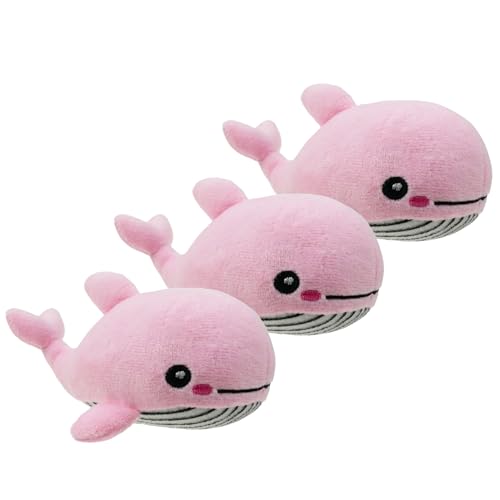 Dog Hide and Seek Toys Puppy Chew Squeaky Toys Plush Mushroom&Bamboo&Shell Hideout Stuffing with Squeakers Animals (3Pcs Squeaky Whale Pink) - color: 3Pcs Squeaky Whale Pink