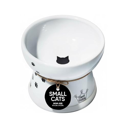 Necoichi Ceramic Elevated Cat Food Bowl, Whisker-Friendly (Cats, Regular) - color: Cat, size: Regular