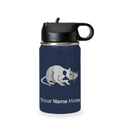 LaserGram Personalized 12oz Water Bottle, Rat (Navy Blue) | Engraved Gift, Vacuum Insulated Stainless Steel, Flip-Top Straw Lid, Laser Engraved With Your Name - color: Navy Blue, size: 12 Ounces