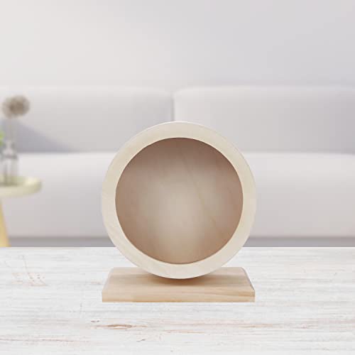 Small Pets Exercise Wheel Hamster Wooden Mute Running Spinner Wheel Play Toy for Rat Gerbil Mice Chinchillas Hedgehogs Guinea Pigs (S) - size: S