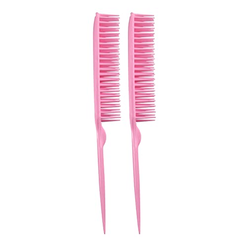 Allegro Combs 60 Parting Three Row Combs Salon Hairstylist Hairdresser Detangle Combs For Natural Hair And Wigs For Curly Hair Made In The Usa 2 Pcs. (Light Pink) - color: Light Pink