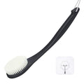 Exfoliating Shower Brush Bath Body Brush, Never Mold 15" Back Brush Long Handle for Shower, Dry Brushing Body Brush or Wet Brush with Moderate Bristle, Black