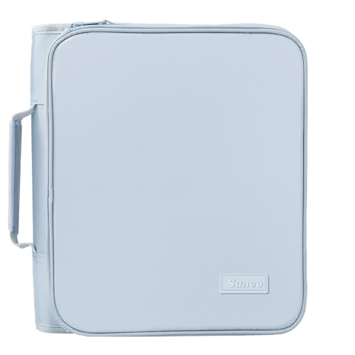 SUNEE Zippered Binder Bag with Handle, 2-Inch 3-Ring O-Ring, 500-Sheet Capacity, Includes Zip Pocket, 5-Tab Expanding File Folder, Multi-Pocket Organizer Binder for Middle School, Dusk Blue - color: Dusk Blue