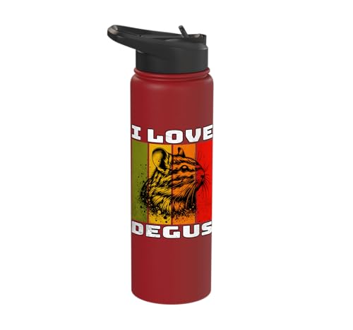 Degu Retro Degu I Love Degu Stainless Steel Insulated Water Bottle - color: Red