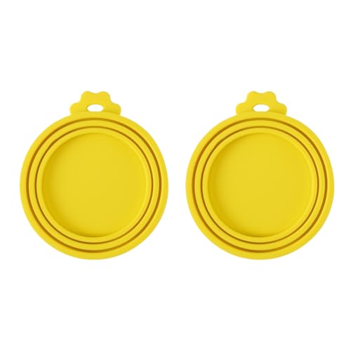 2 Packs Pet Food Cans Lids,Cute Can Lid Dishwasher Safe, Can Covers Most Standard Size Dog and Cat Canned(yellow) - color: yellow
