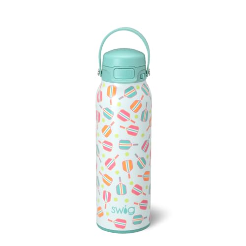 Swig Life 32oz EZ Fill Water Bottle with Straw Lid, Rally Ready | Leakproof Lid - Double Wall Insulated Stainless Steel - Lid, Straw & Lock - Cup Holder Friendly - Dishwasher Safe - color: Rally Ready, size: 32 Ounces