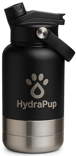 32oz Insulated Water Bottle with Dog Bowls – Human & Pet Shared Use, Stainless Steel Leakproof Travel Bottle (Matte Black) - color: Matte Black
