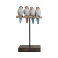 Comfy Hour Bird Figurines Home Decor, 9.8 Inch Decorative Birds Sculpture, Pastel Sparrows on Rustic Branch, Polyresin Tabletop Ornament for Shelf, Mantel, Desktop, 1 Unit