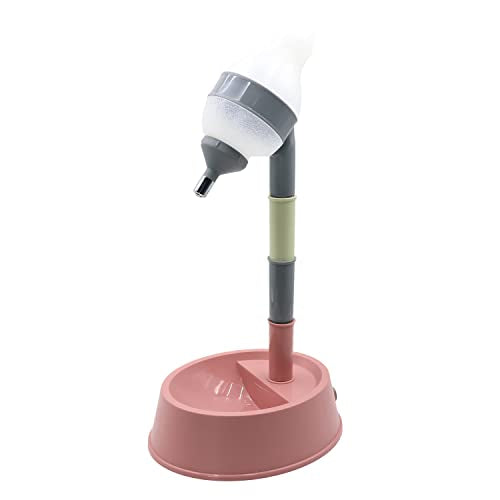 NACOCO Pet Standing Water Dispenser Cat Dog Standing Bowl with Detachable Pole Automatically Feeding Water Height Adjustable(Grey-Pink) - color: Grey-Pink