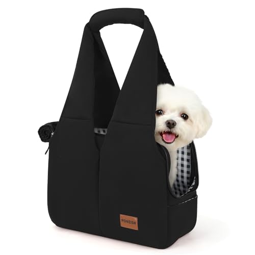 Dog Purse Carrier for Small Dogs and Cats, Soft-Sided Pet Tote Bag with 6 Large Pockets, Collapsible Travel Puppy Carrier, Fits Pets up to 13 lbs (Black, 15.7" L x 8" W x 11.8" H) - color: Black, size: 15.7"L x 8.0"W x 11.8"H