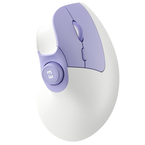 seenda MOU-302 Wireless Bluetooth Ergonomic Vertical Mouse with Volume Knob | Rechargeable 3-device mice for small/medium hands with quiet clicks, 1000/1600/2400 DPI for PC, laptop, MacBook, White Purple - color: White Purple
