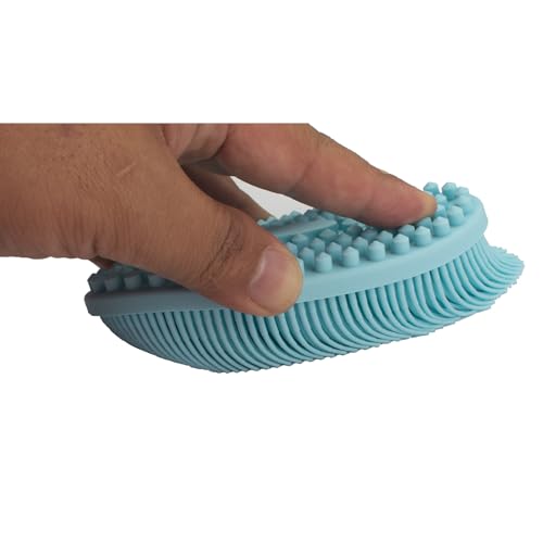 DNC Exfoliating Silicone Body Scrubber Shower Bath Body Brush loofah Easy to Clean, Lathers Well, Eco Friendly, Long Lasting (Blue - color: Blue
