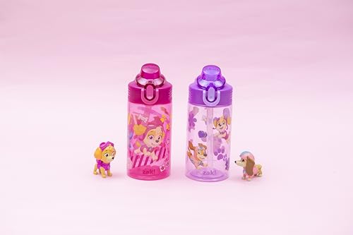 Zak Designs PAW Patrol Sage 16oz Leak-Proof Straw Kids Water Bottle, 2-Pack | BPA Free Durable Plastic, Cupholder Friendly, Dishwasher Safe, Easy to Clean, Lid Lock, Handle, For School, Home, Travel - color: PAW Patrol (Skye & Friends)
