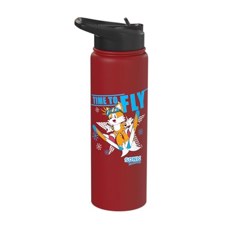 Sonic the Hedgehog - Ski Flying Tails Stainless Steel Insulated Water Bottle - color: Red